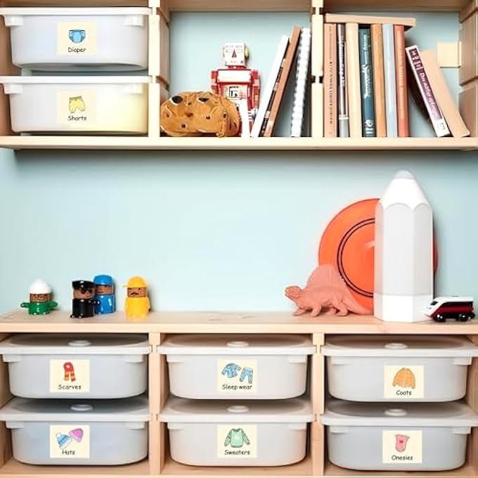 rayihni ملصقات الأطفال لتخزين الملابس ملصقات لخزائن الأدراج زينة حضانة ملصقات منظم ملصقات خزانة تنظيم للأطفال الأولاد والبنات ملصقات الملابس لغرفة الأطفال زينة غرفة الأطفال - Image 3